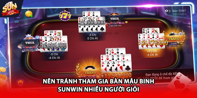 Nên tránh tham gia bàn mậu binh Sunwin nhiều người giỏi