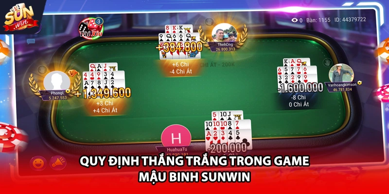 Quy định thắng trắng trong game mậu binh Sunwin