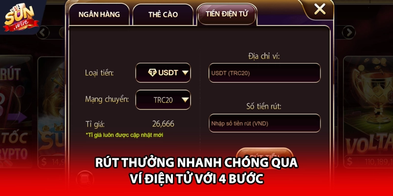 Rút thưởng nhanh chóng qua ví điện tử với 4 bước
